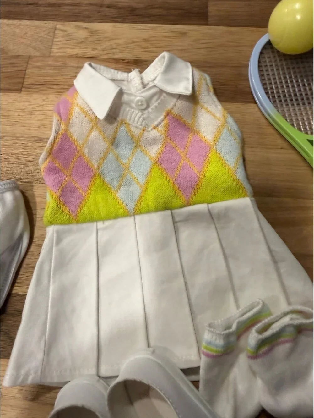American Girl Isabel 1999 Tennis Outfit Set w/ Shoes Socks Undergarment Racket